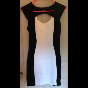 Black white color blocked Express dress